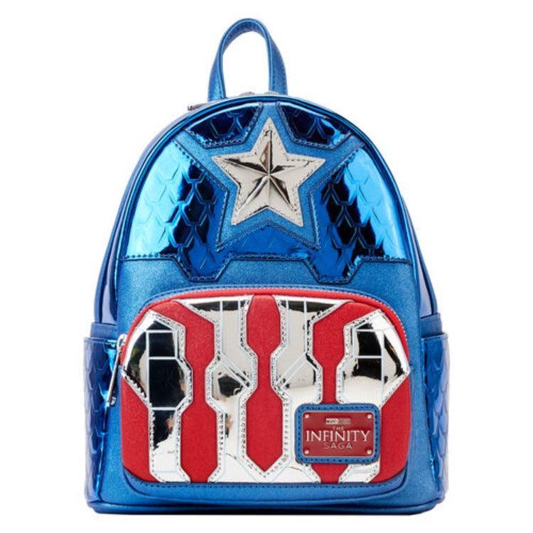 Marvel Metallic Captain America Cosplay Mini Backpack - Loungefly - Ginga Toys