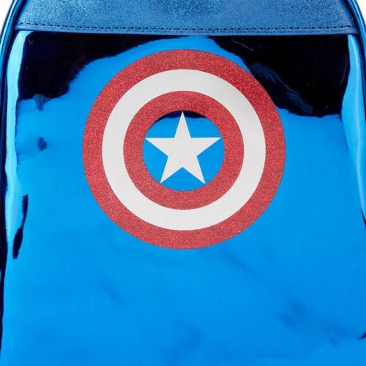 captain america mini backpack loungefly Marvel Metallic Captain America Cosplay Mini Backpack