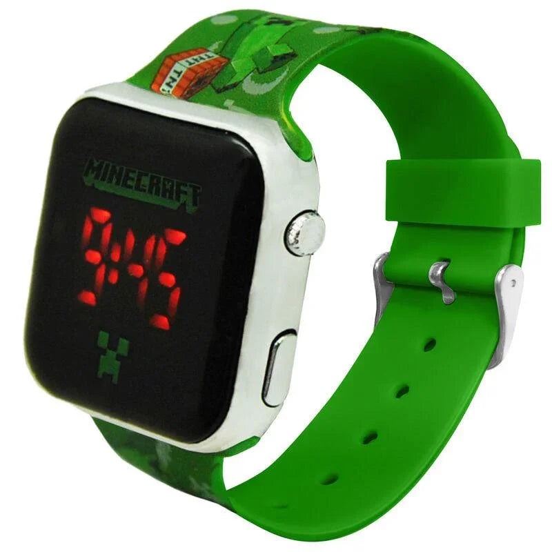 Minecraft Children Kids Green Led Digital Watch