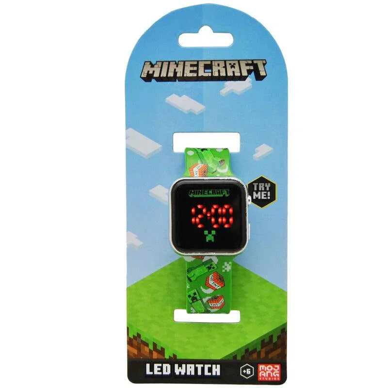 Minecraft Children Kids Green Led Digital Watch - Kids Licensing - Ginga Toys