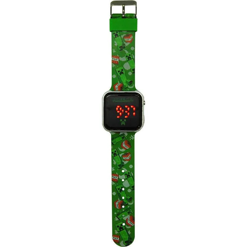 Minecraft Children Kids Green Led Digital Watch - Kids Licensing - Ginga Toys