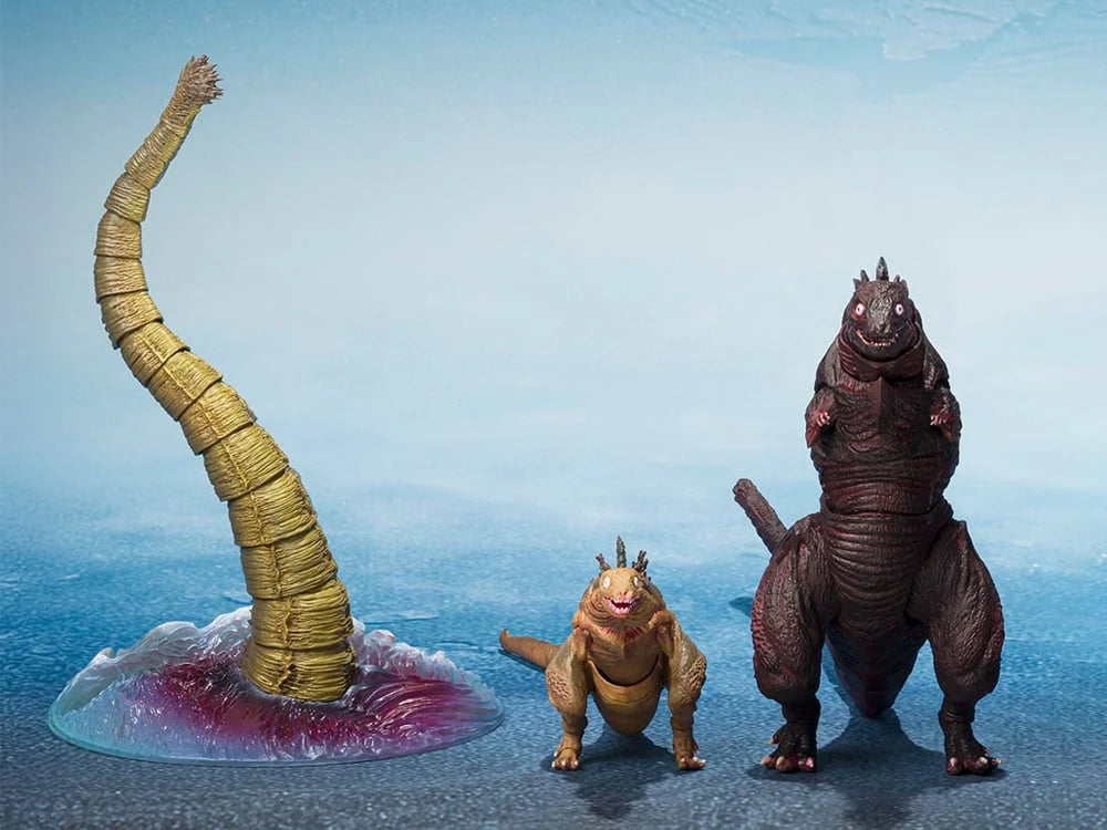 BANDAI TAMASHII NATIONS S.H.MonsterArts Shin Godzilla 2016 Second Form Third Form and Giant Unidentified Creature figure set - Ginga Toys