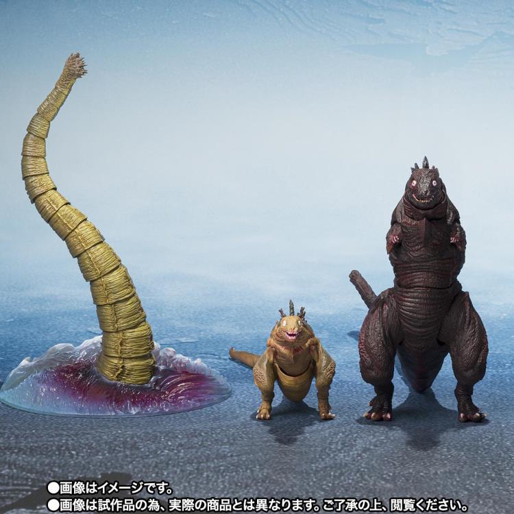BANDAI TAMASHII NATIONS S.H.MonsterArts Shin Godzilla 2016 Second Form Third Form and Giant Unidentified Creature figure set - Ginga Toys