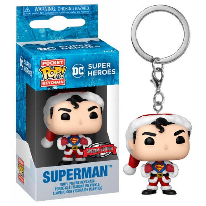 Pocket Pop! Keychain: DC Super Heroes - Holiday Superman Exclusive Vinyl Figure - Funko - Ginga Toys