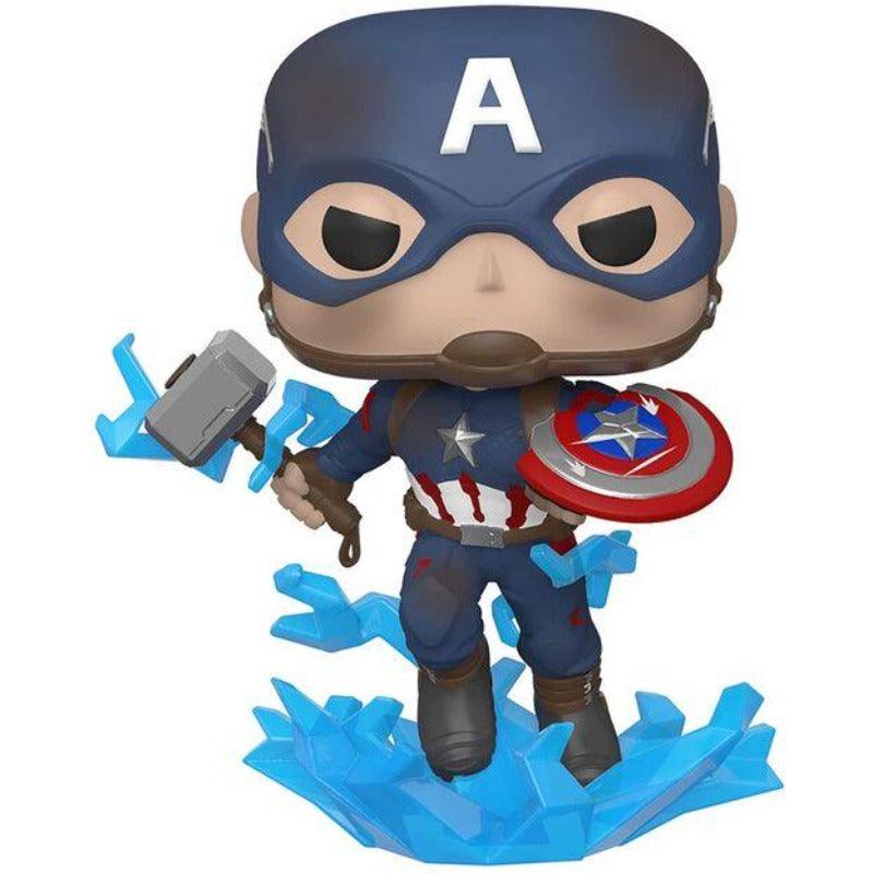 Funko Pop! Marvel: Avengers Endgame Captain America with Broken Shield & Mjolnir Figure - Funko - Ginga Toys