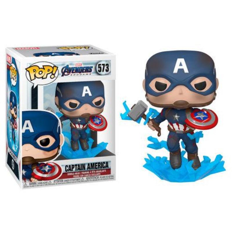 Funko Pop! Marvel: Avengers Endgame Captain America with Broken Shield & Mjolnir Figure - Funko - Ginga Toys