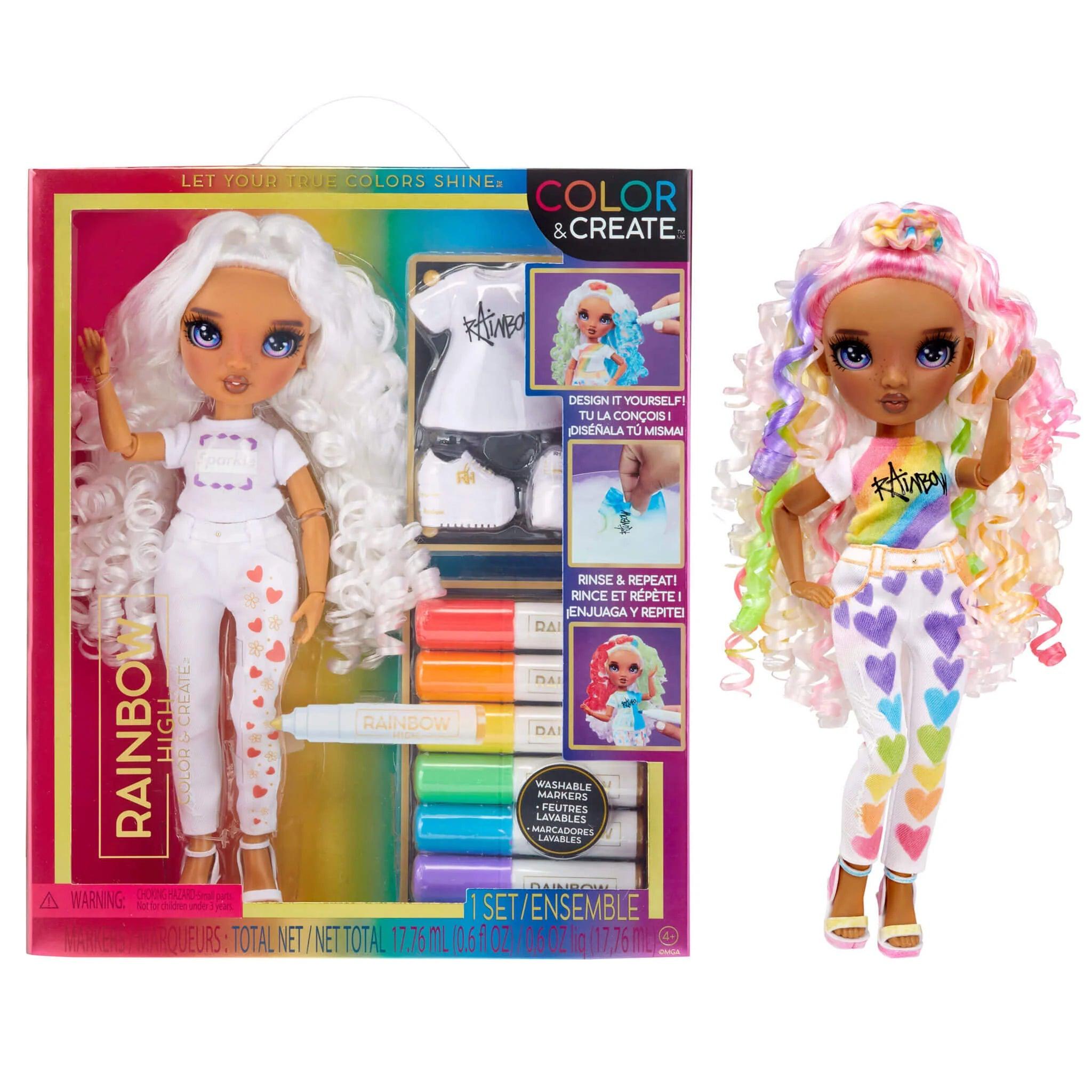 Rainbow High Purple Eyes Doll Toy Color & Create Fashion DIY Doll - MGA - Ginga Toys