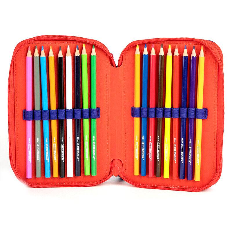 Sonic Prime triple pencil case With Accessories - Cerda - Ginga Toys