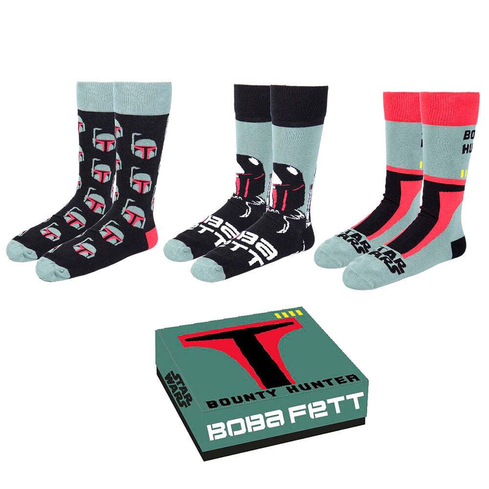 Star Wars - Boba Fett Adult Socks Pack 3 Pieces Gift Box - Cerda - Ginga Toys