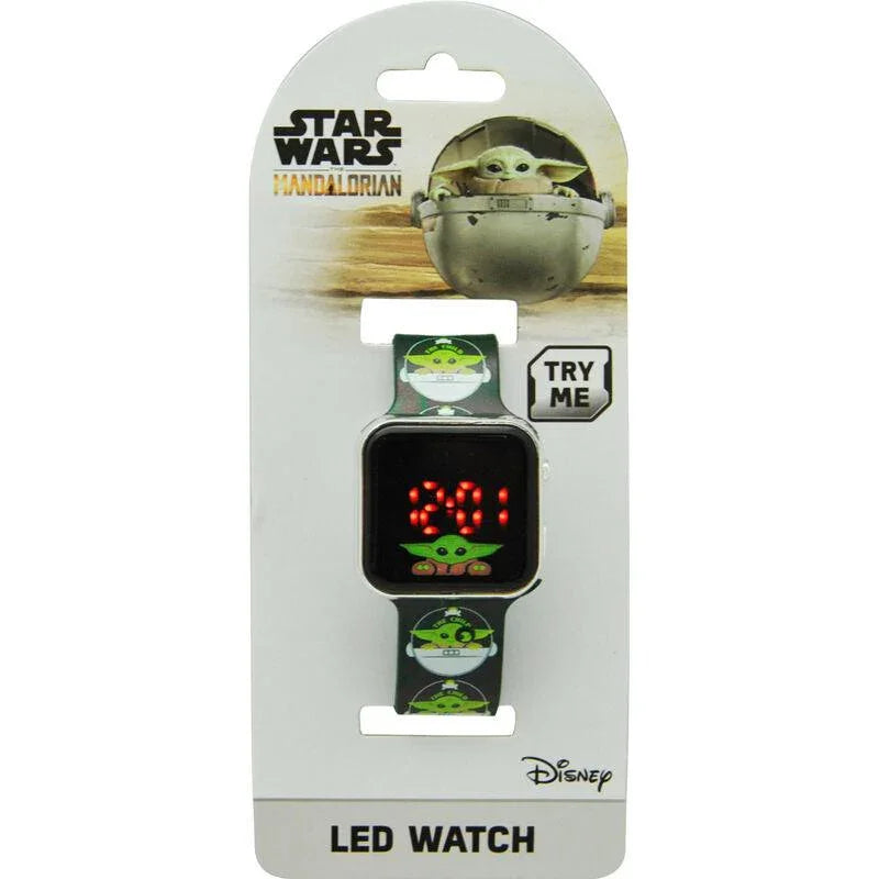 Star Wars Mandalorian Yoda The Child Children Kids Green Led Digital Watch - Kids Licensing - Ginga Toys