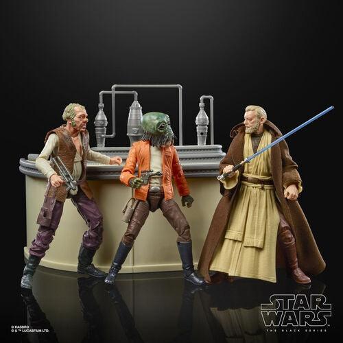 Star Wars The Power Of The Force Cantina Dr. Evazan, Ponda Baba & Obi-Wan Kenobi Playset Figures(The Black Series) - Hasbro - Ginga Toys