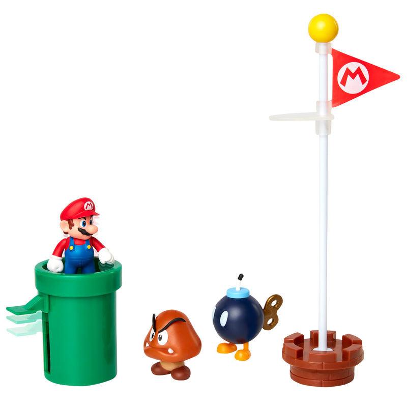 Super Mario Bros 2.50" Acorn Plains diorama set - Jakks Pacific - Ginga Toys