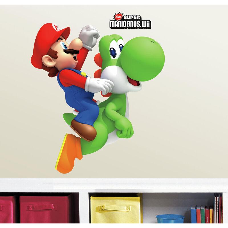 Super Mario Bros - Yoshi and Mario Giant Wall Decals decorative vinyl sticker - RoomMates - Ginga Toys