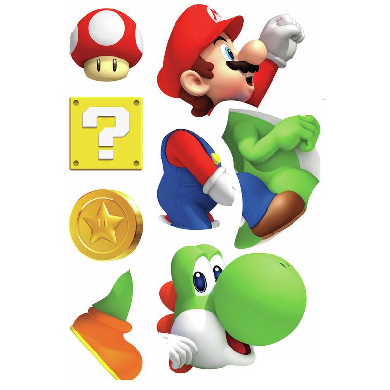 Super Mario Bros - Yoshi and Mario Giant Wall Decals decorative vinyl sticker - RoomMates - Ginga Toys