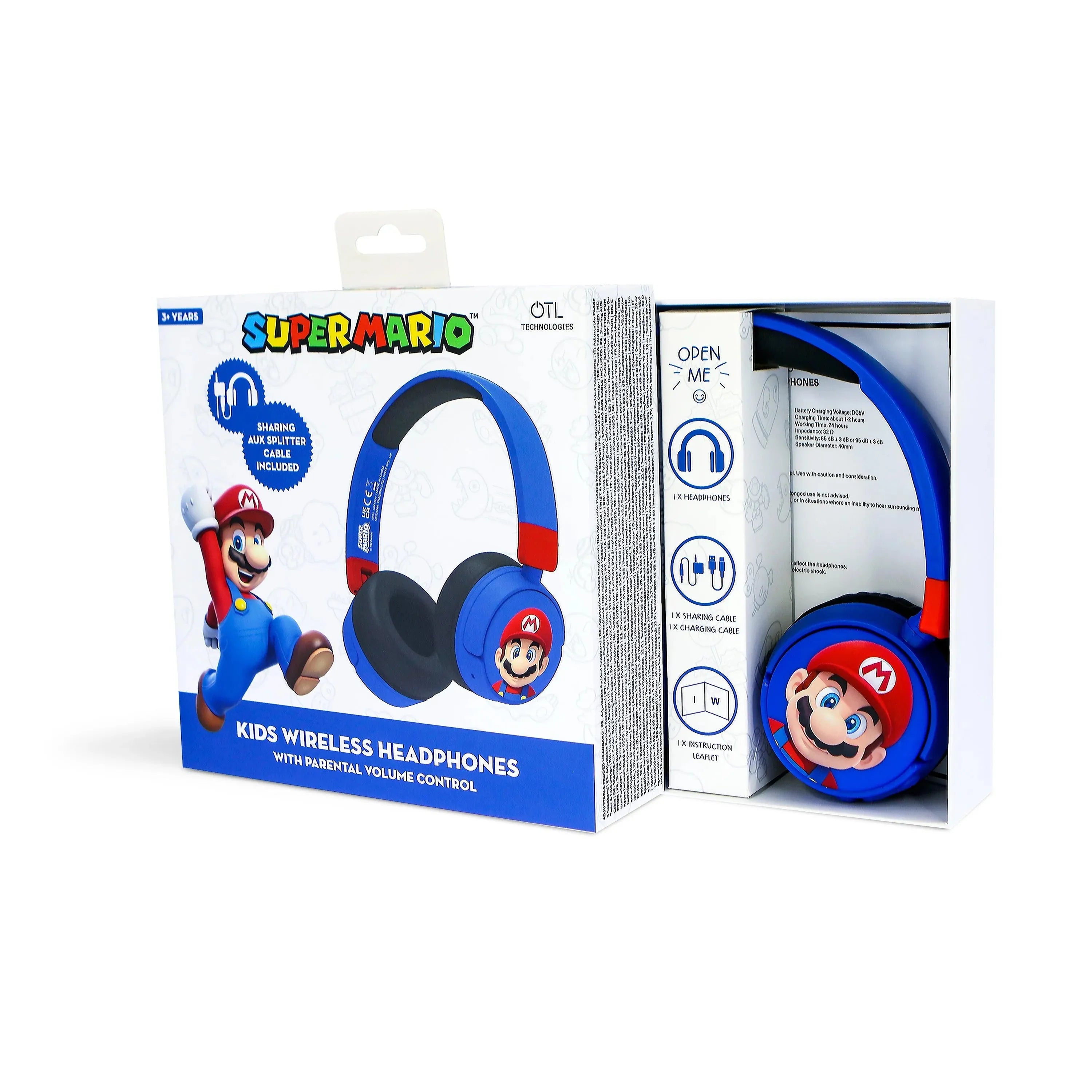 Super Mario Kids Wireless Headphones - Blue - Ginga Toys