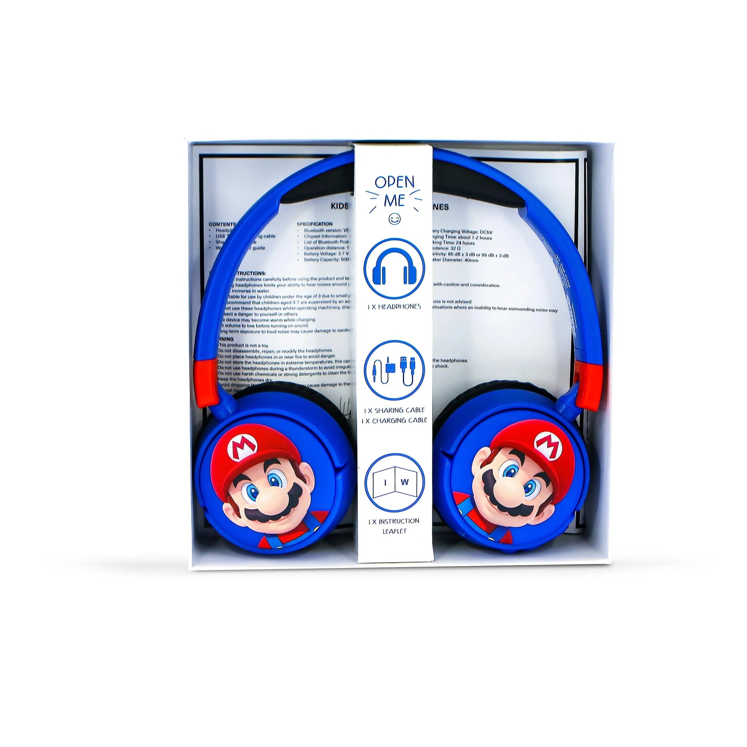 Super Mario Kids Wireless Headphones - Blue - Ginga Toys