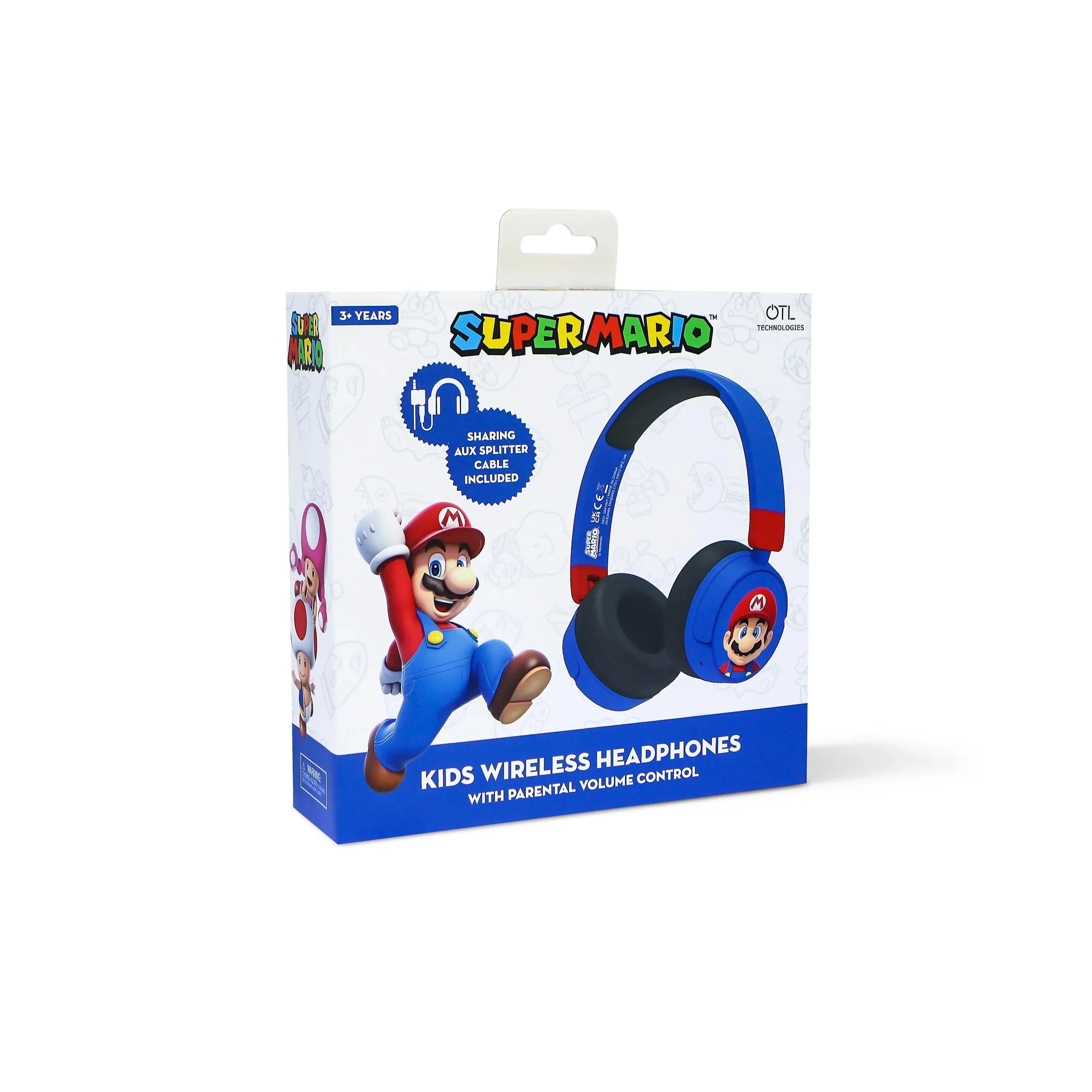 Super Mario Kids Wireless Headphones - Blue - Ginga Toys