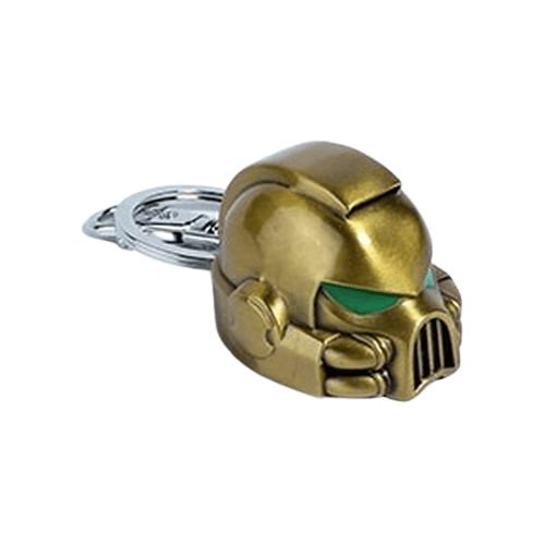 Warhammer 40K Space Marine MKVII Helmet Gold metal keychain Figure - Semic - Ginga Toys