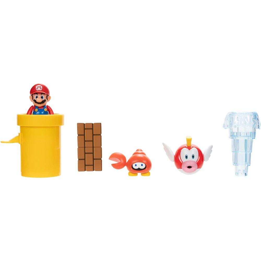 World of Nintendo 2.5" Mario World Sparkling Waters Diorama Set - Jakks Pacific - Ginga Toys